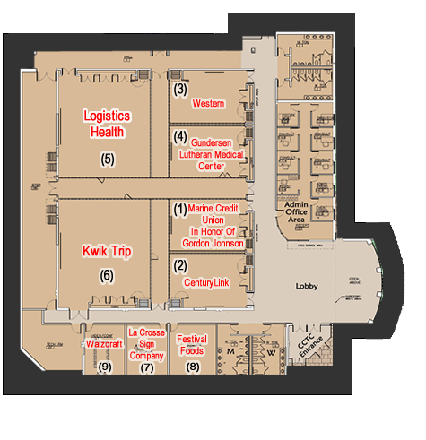 Full map of the Lunda Center and its individual meeting rooms.