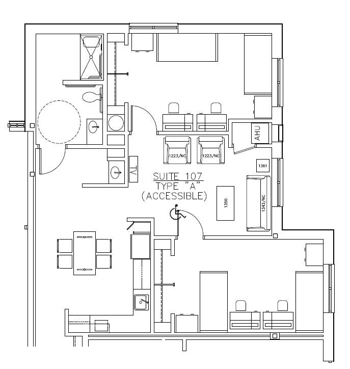 Blueprint-style depiction of floor plan A