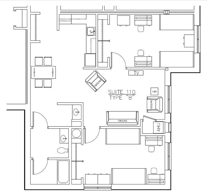 Blueprint-style depiction of floor plan B.