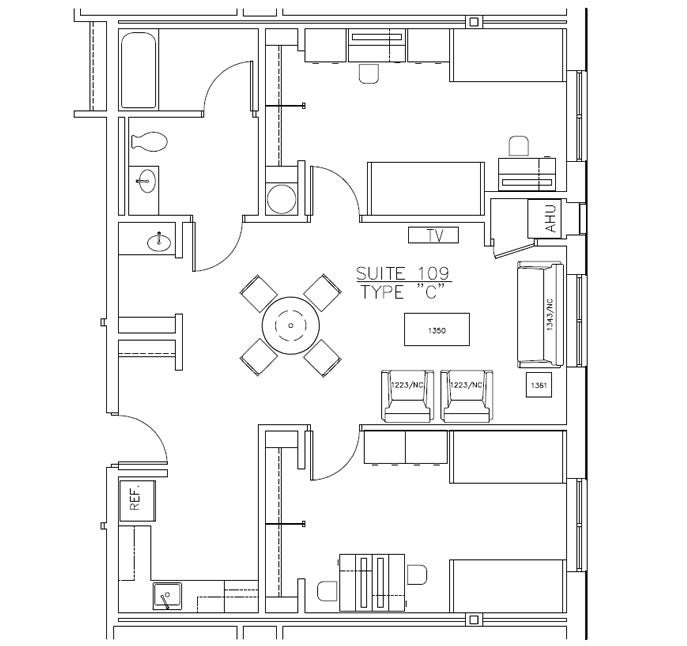 Blueprint-style depiction of floor plan C.