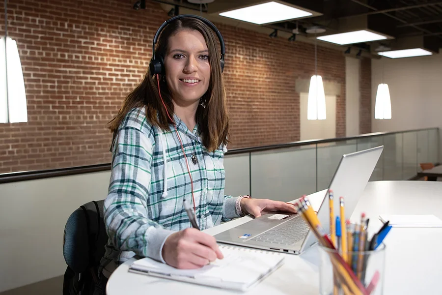 Student at computer