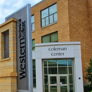 Outside entrance to Coleman Center, by 6th Street