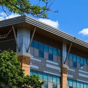 Courtyard with the Integrated Technology Center building in the background