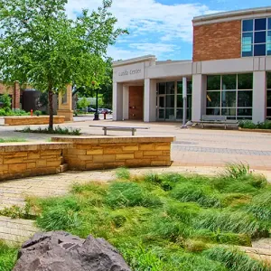 The Cleary Courtyard with the Lunda Center in the background