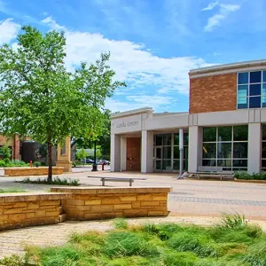 The Cleary Courtyard with the Lunda Center in the background