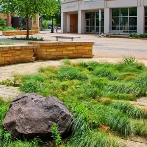 The Cleary Courtyard with the Lunda Center in the background