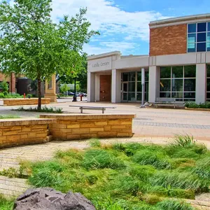 The Cleary Courtyard with the Lunda Center in the background