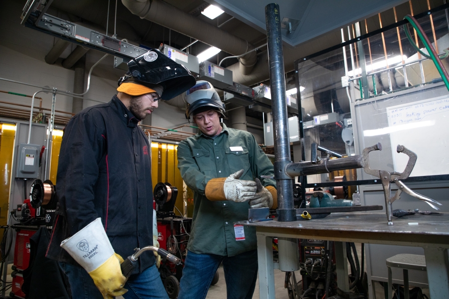 A student gets hands-on experience in a workshop.