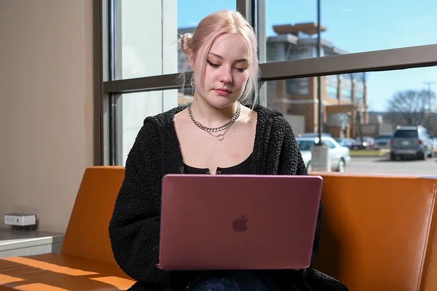Female student studying in Coleman Center