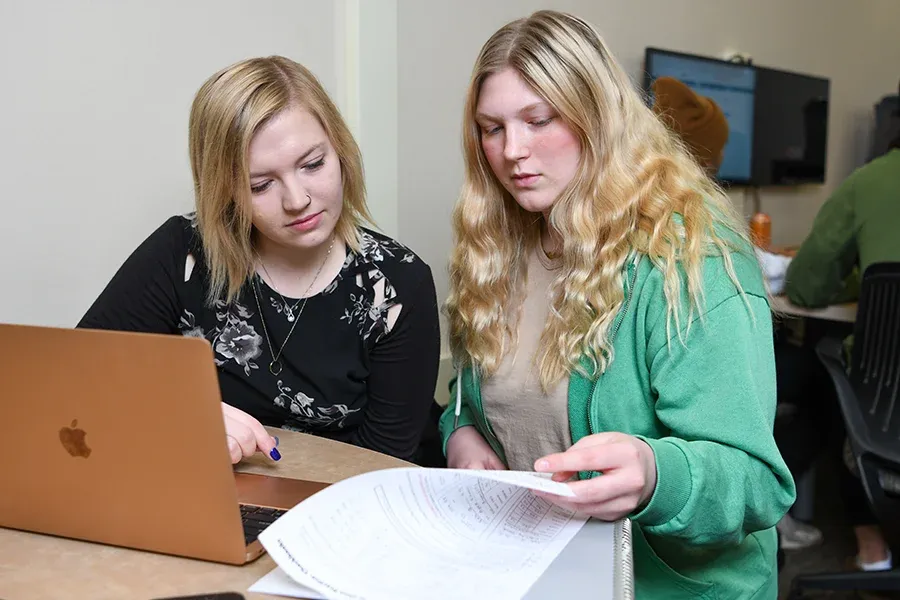 Image of two girls looking at a computer
