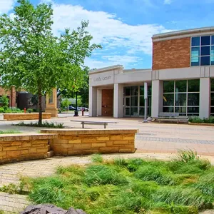 The Cleary Courtyard with the Lunda Center in the background