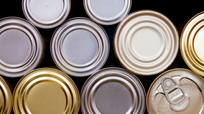 cans on a pantry shelf cans viewed from above