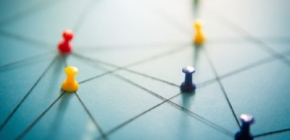 Stylized map with pins